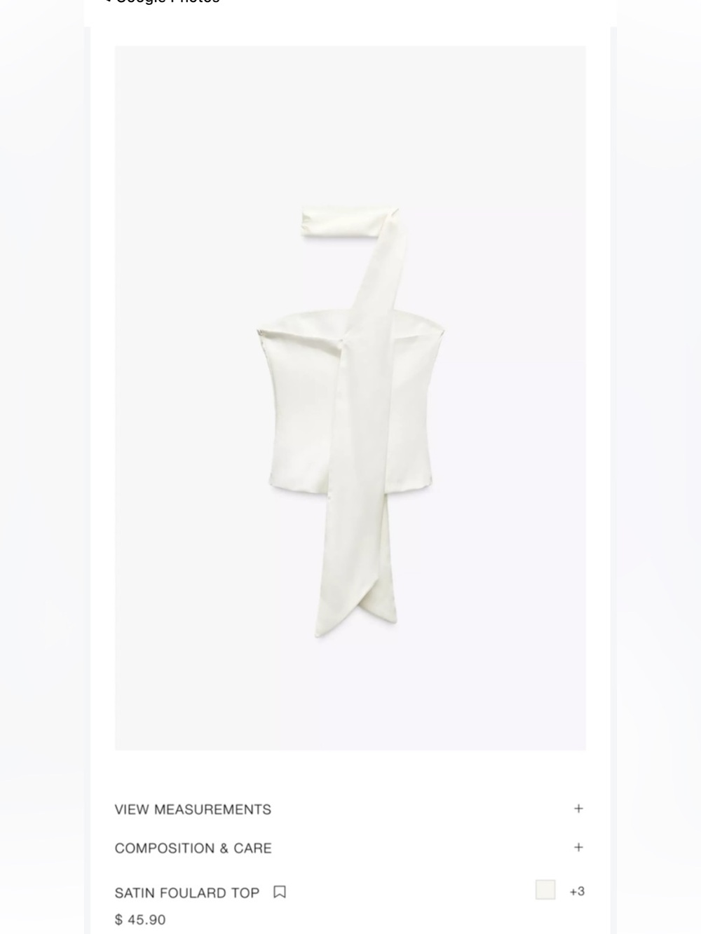 Zara Cream satin scarf Top